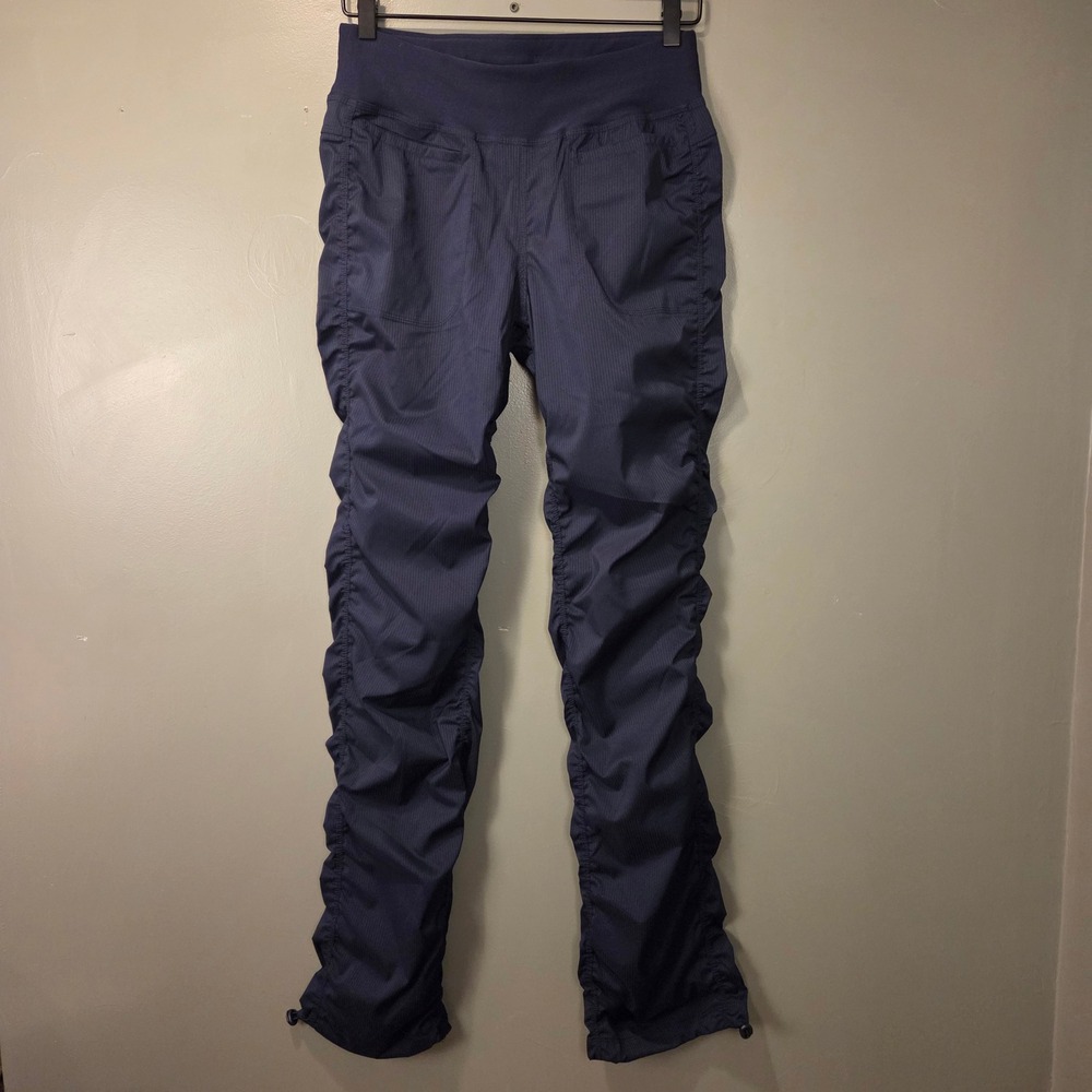 MPG‎ Women's Active Pull On Straight Leg Pants Ruched Sides Size S Navy Blue